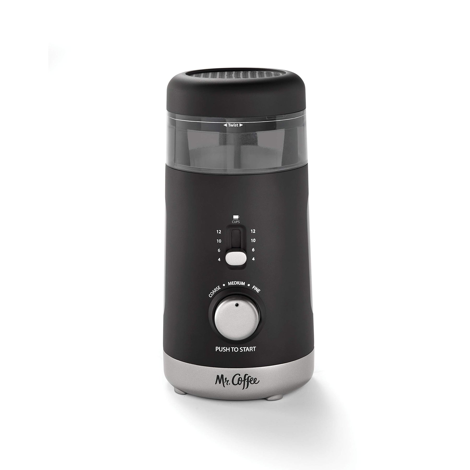 Mr. Coffee Automatic Coffee Grinder with 5 Presets, 12 Cup Capacity, Black – Ideal for Home Use and Espresso Lovers