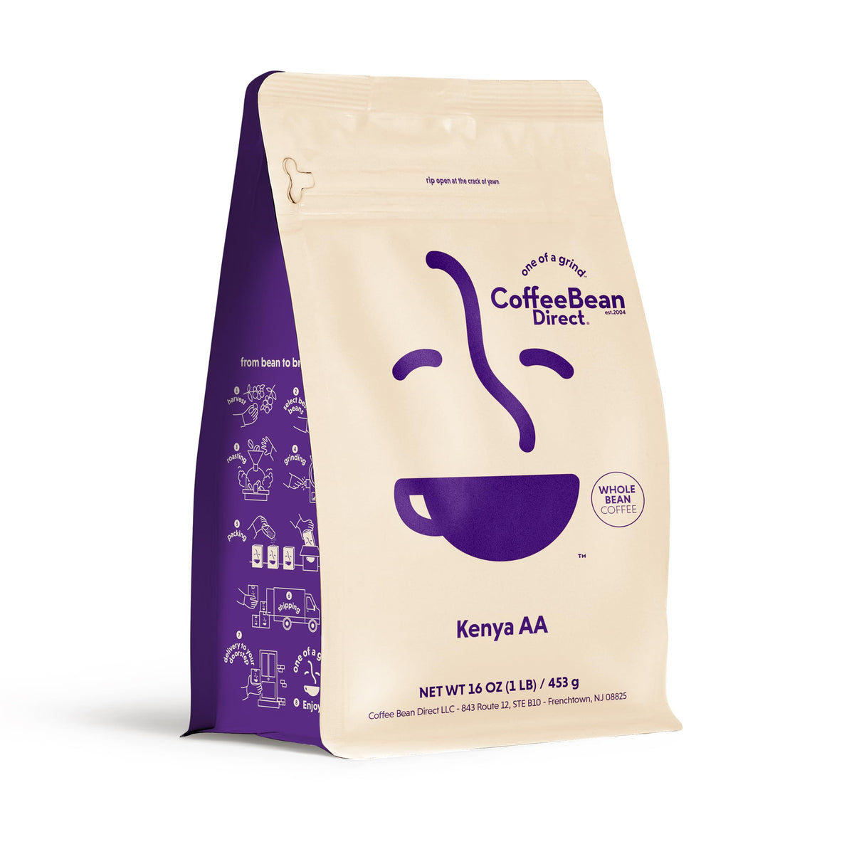 Coffee Bean Direct Kenya AA, Whole Bean Coffee, 1 Pound Bag