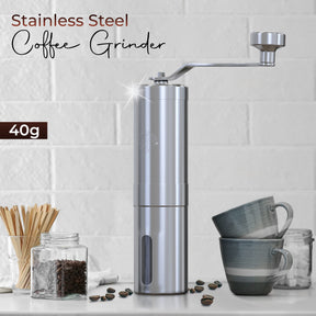 Deuxlemarr Manual Coffee Grinder, 304 Grade Stainless Steel, Adjustable Coarseness, Handheld Ceramic Burr, Portable Coffee Bean Grinders for Travel, French Press, Aeropress, Cold Drip - with Brush