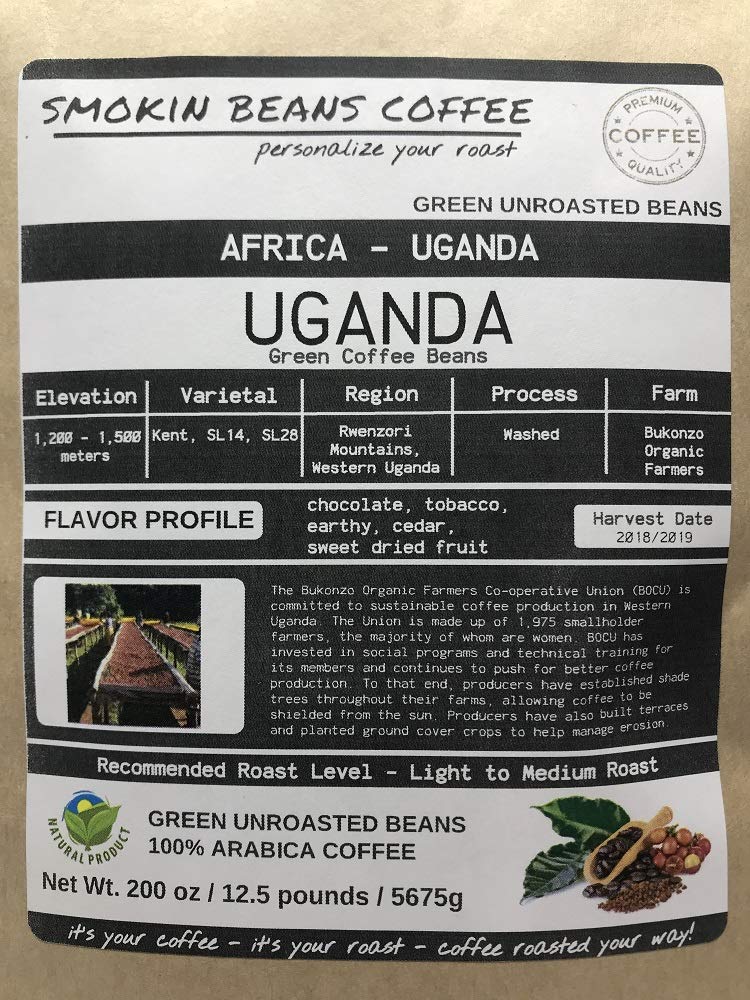 12.5-pound Uganda (Unroasted Green Coffee Beans) premium Arabica beans grown northern Africa fresh current-crop beans for home coffee roasters, specialty-grade coffee beans, good long-term storage