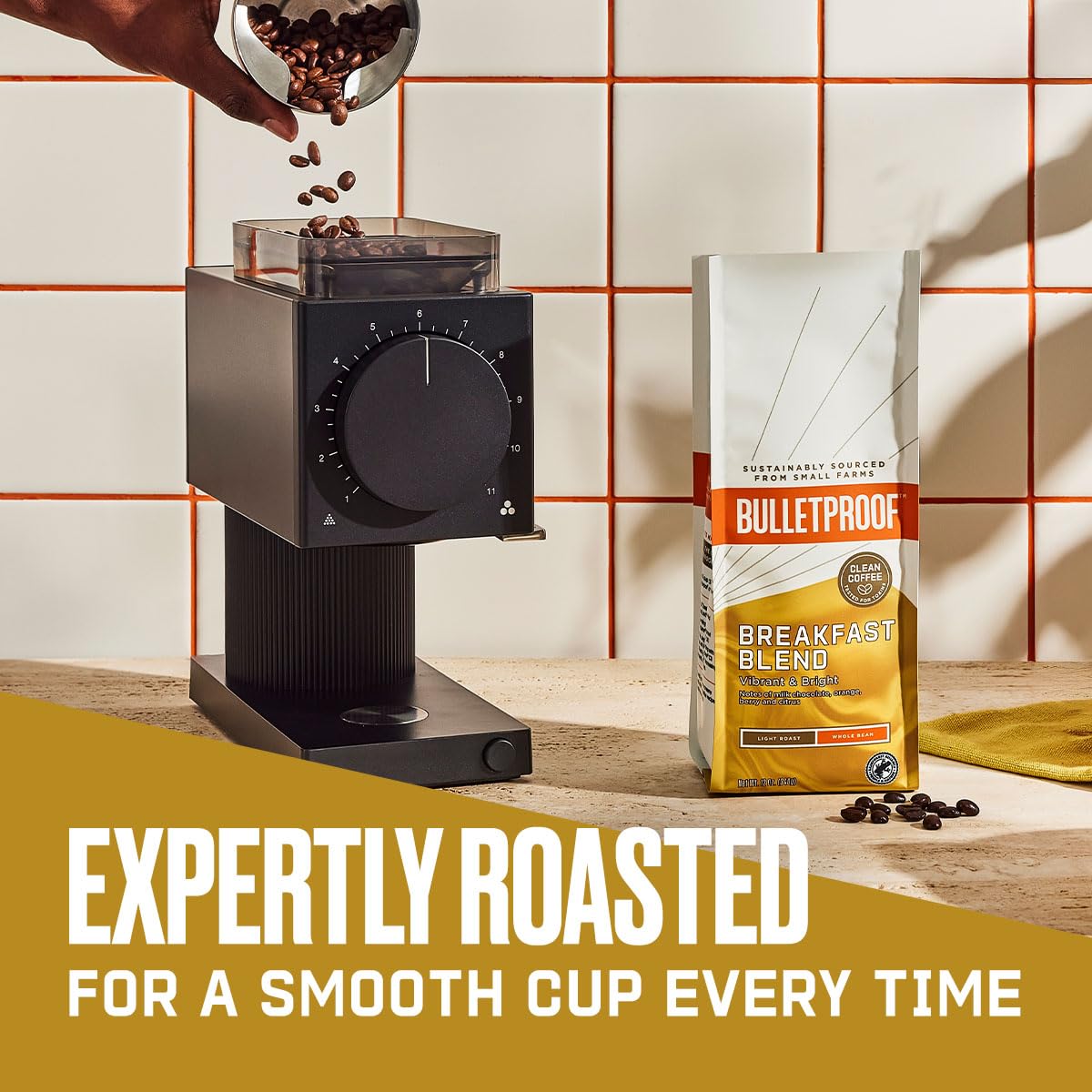 Bulletproof Breakfast Blend Light Roast Whole Bean Coffee, 12 Unzen, Arabica-Kaffee aus Mittel- und Südamerika, Rainforest Alliance-zertifiziert