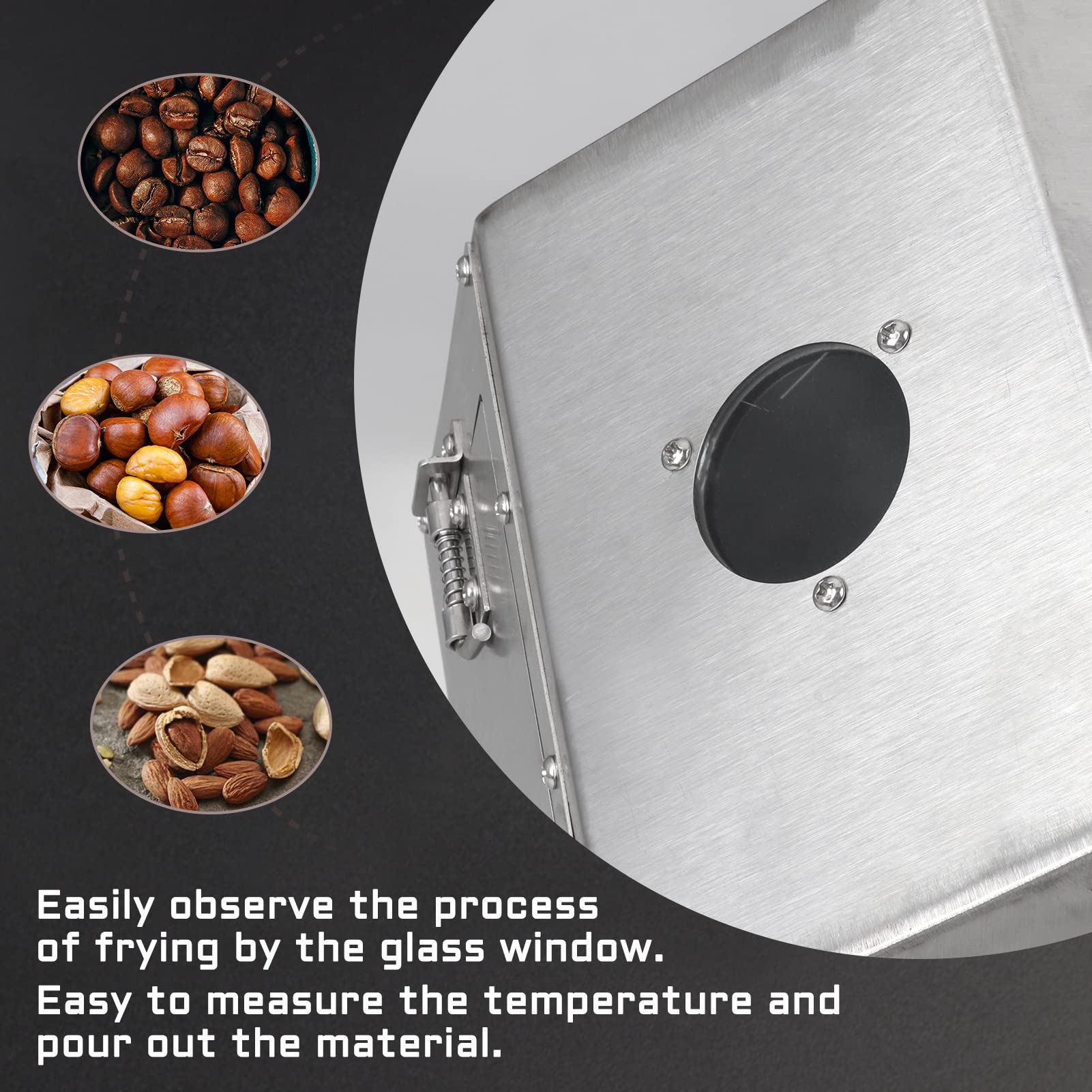 ICZW Coffee Bean Roaster 14.5L Coffee Bean Baker Peanut Roaster Gas Burner Drum Type Stainless Steel for Home and Commercial Use