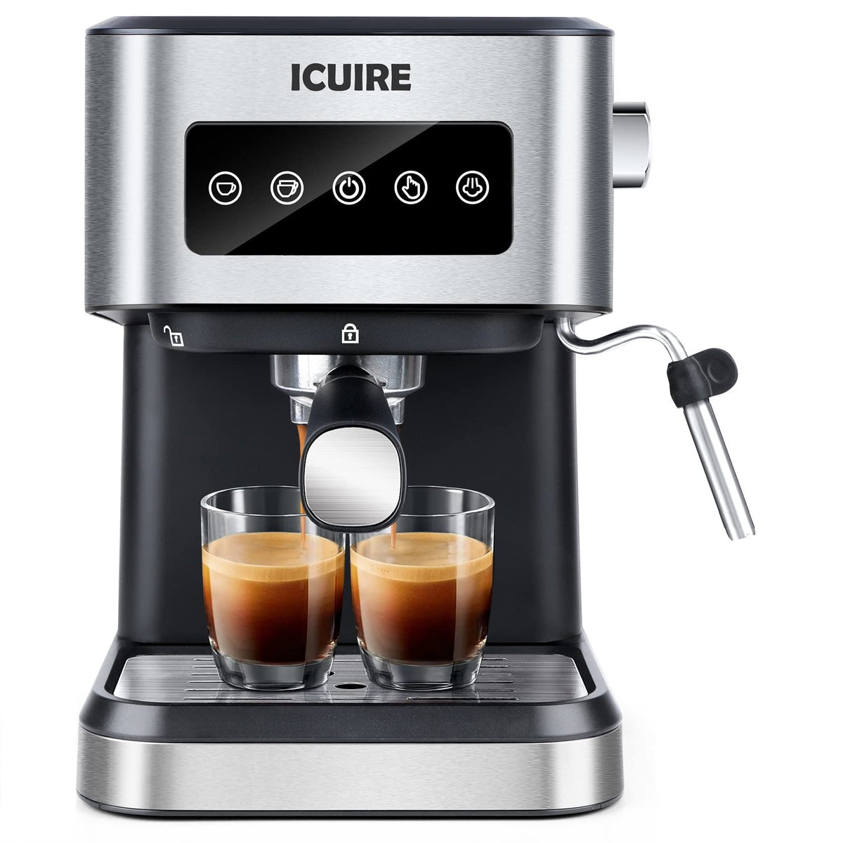 ICUIRE Espresso Machine with Milk Frother, 20 Bar Coffee Machine, 1.5L/50oz Removable Water Tank, 1050W Semi-Automatic Espresso/Latte/Cappuccino Machines for Home Barista, Office