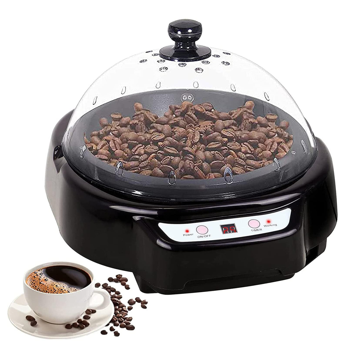 ZHIBIMOI Elektrischer Kaffeeröster, 1200 W Kaffeebohnenröster mit intelligentem Timer, 500 g automatische Kaffeebohnenröstmaschine, hausgemachte Backmaschine für Café, Geschäft, Restaurant, Home Office