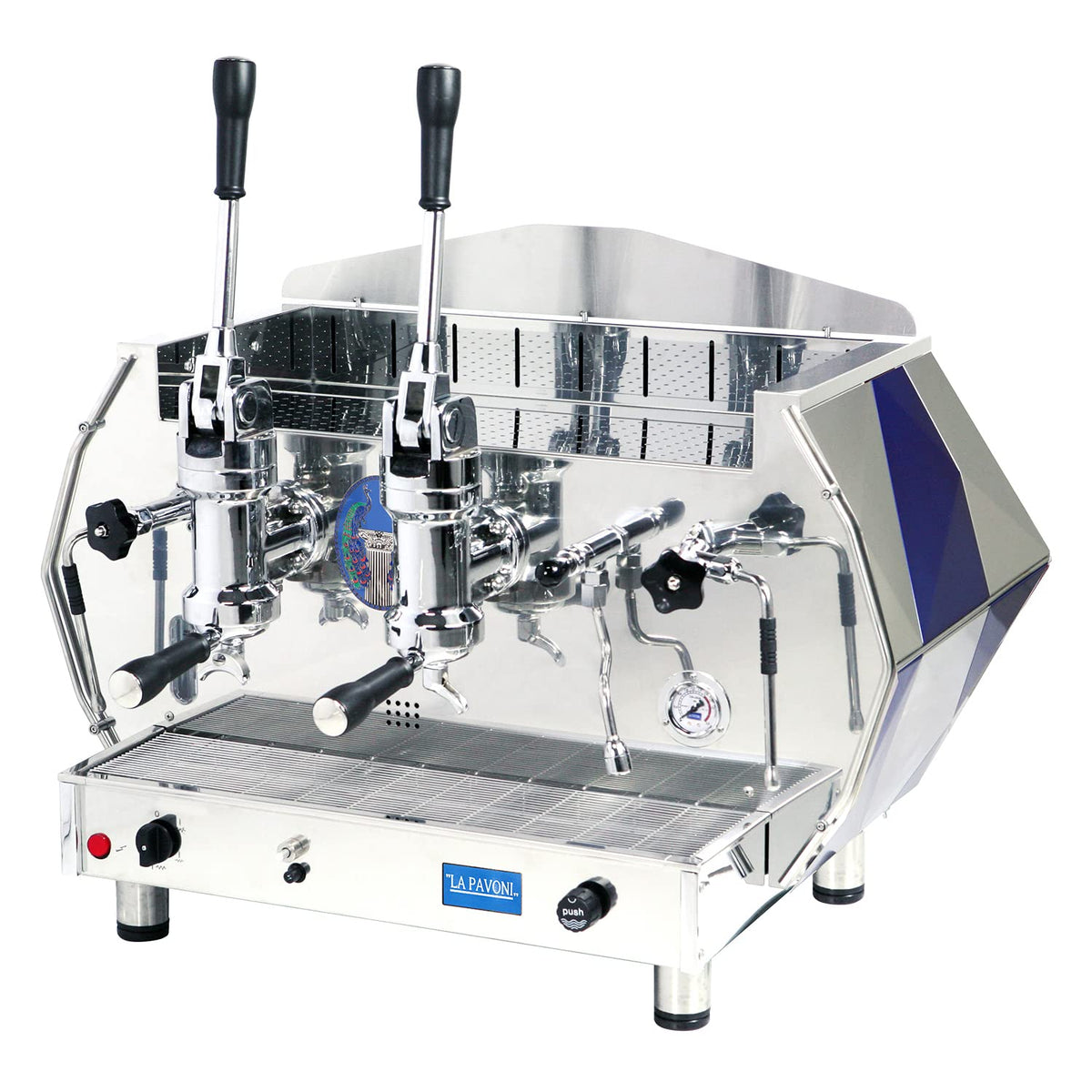 La Pavoni DIA 2L-B 2-Group Diamante Lever Espresso Coffee Machine, Sapphire Blue, 14L Boiler Water Capacity, Lever Piston Operation, 1 Hot Water Tap