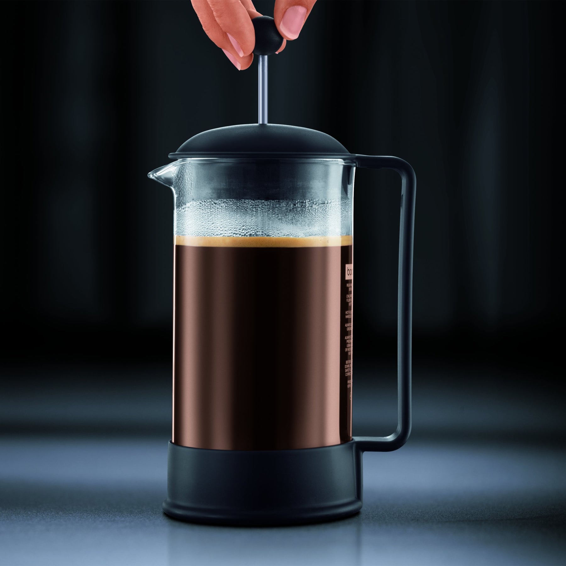 Bodum 34 オンス ブラジル フレンチプレス コーヒーメーカー、耐熱ホウケイ酸ガラス、ブラック - ポルトガル製