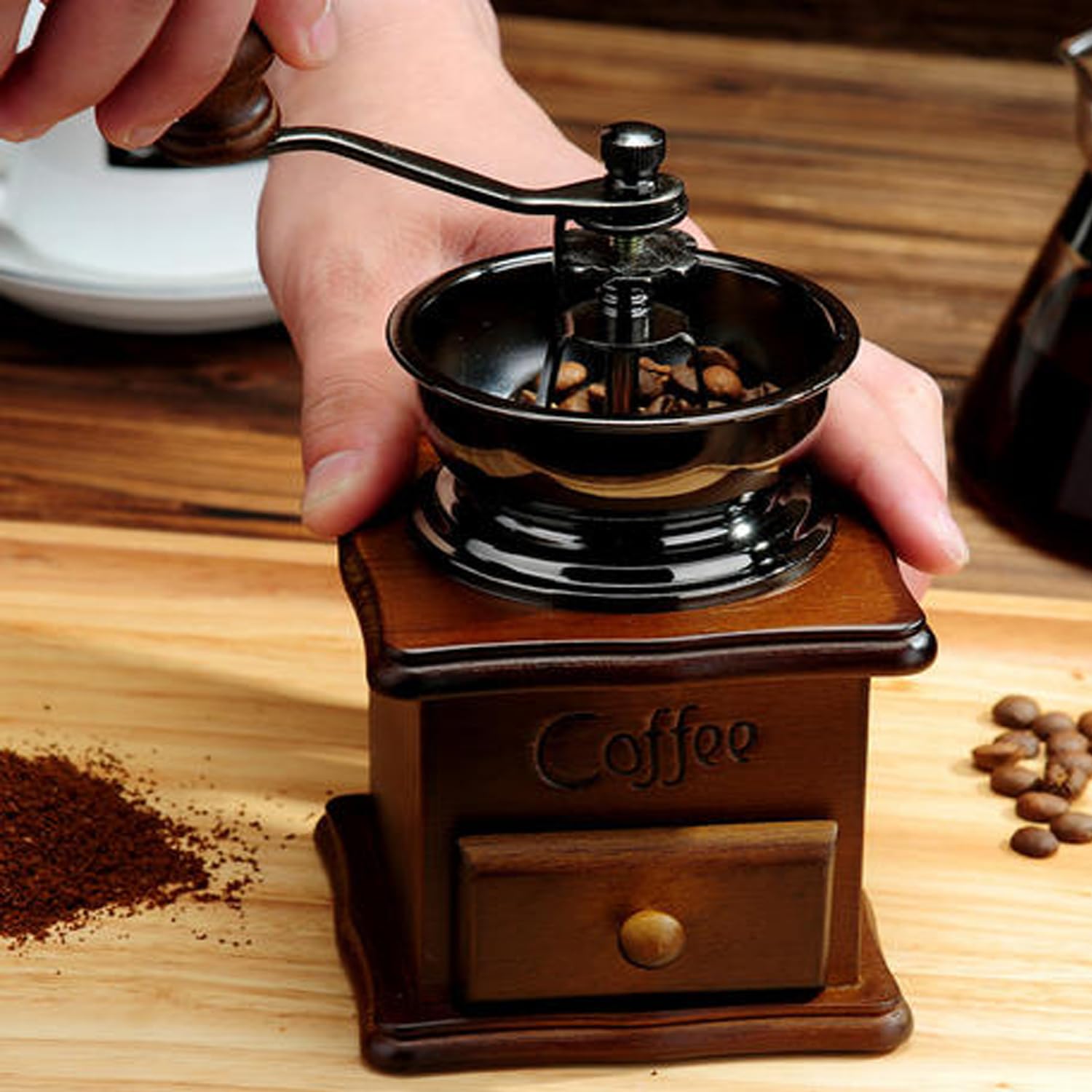 Coffee Mill Grinder - Manual Coffee Grinder with Adjustable Gear Setting and Ceramic Conical Burr,Hand Mill Grinder for Home Use and Travel