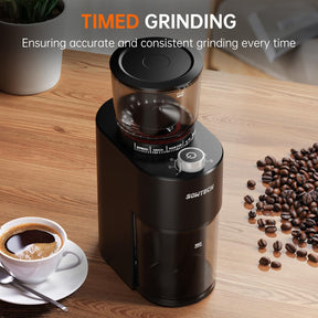 SOWTECH Conical Burr Coffee Grinder, Adjustable Burr Mill with 38 Precise Grind Setting, precision timer, for Espresso/Drip/Pour Over/Cold Brew/French Press Coffee Maker(Black)