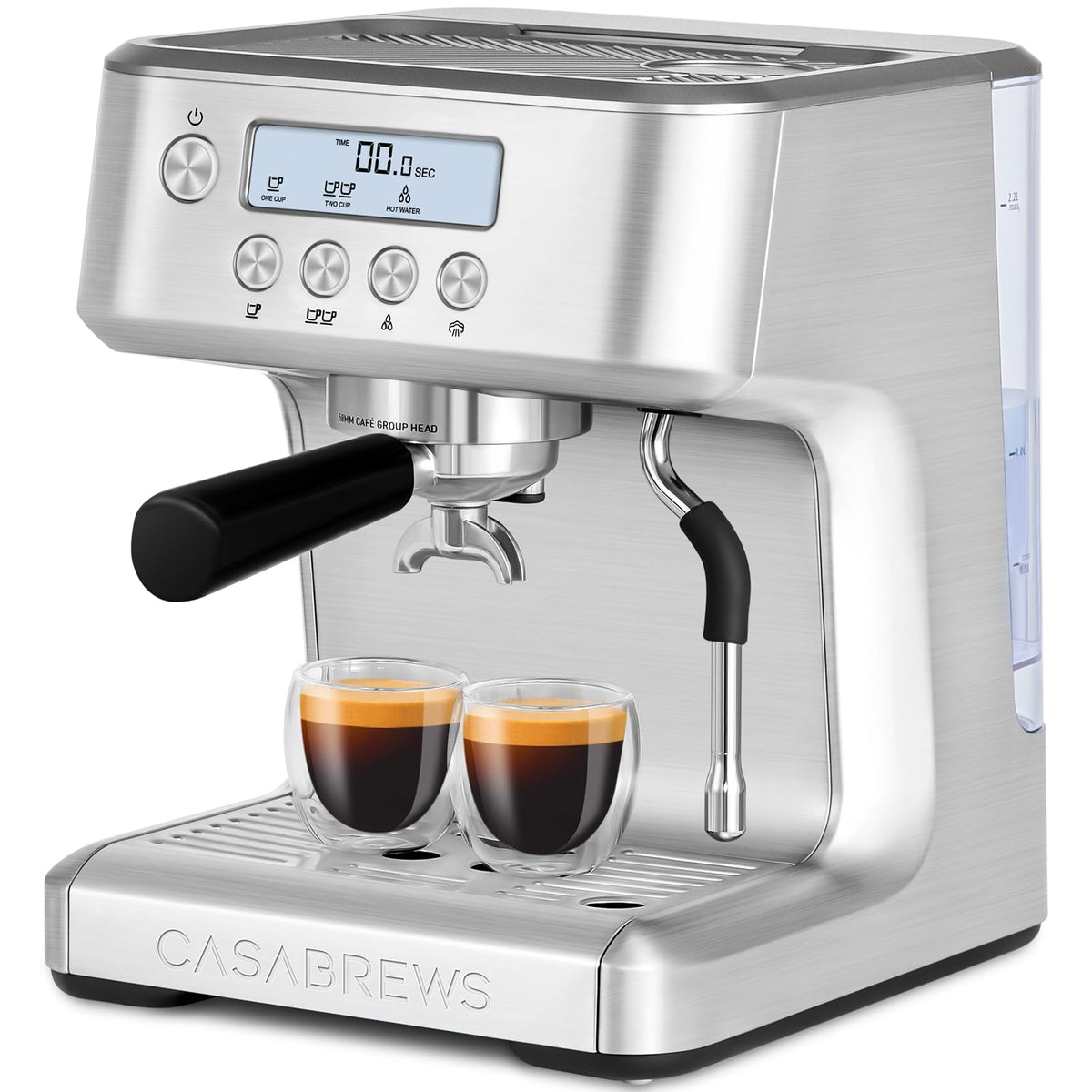 CASABREWS Espresso Machine with LCD Display, Powerful Milk Frother and Customizable Brewing Temperature, Provides Barista-Level Lattes and Cappuccinos