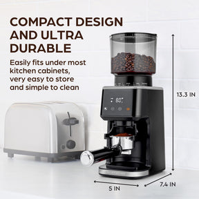 Zulay Kitchen Espresso Grinder - Burr Coffee Grinder Electric - Espresso Bean Grinder & Coffee Bean Grinder - Commercial Coffee Grinder Espresso - Burr Grinder Espresso Coffee Grinder - Black/Silver