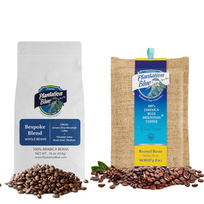 Island Symphony Duo: 8oz 100% Jamaica Blue Mountain + 1lb Bespoke Blend Whole Bean Coffee Medium Roast Bundle