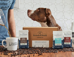 Grounds &amp; Hounds Three Blend Starter Kit – gemahlen, 100 % Bio-Kaffee-Vielfaltspaket, gemahlener Kaffee in großen Mengen, enthält drei 6-oz-Beutel unserer beliebtesten Mischungen