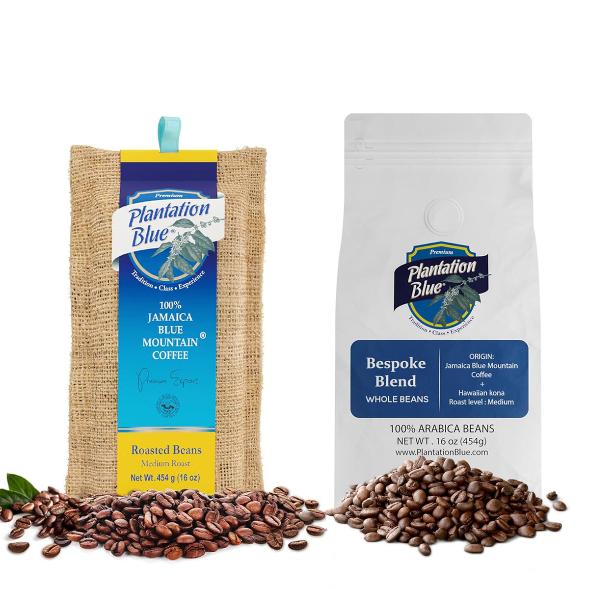 Exclusive Island Blend Bundle: 1lb 100% Jamaica Blue Mountain + 1lb Bespoke Blend with Hawaiian Kona Whole Bean Coffee Medium Roast