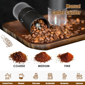 EZLucky Portable Manual Coffee Grinder - Conical Burr with 5 Adjustable Settings for Smooth Grinding, Perfect for Espresso Enthusiasts at Home, Office, or Camping