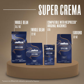 Lavazza Super Crema Whole Bean Coffee, Medium Espresso Roast, Arabica and Robusta Blend, 2.2 lb Bag, Package May Vary (Pack of 1)