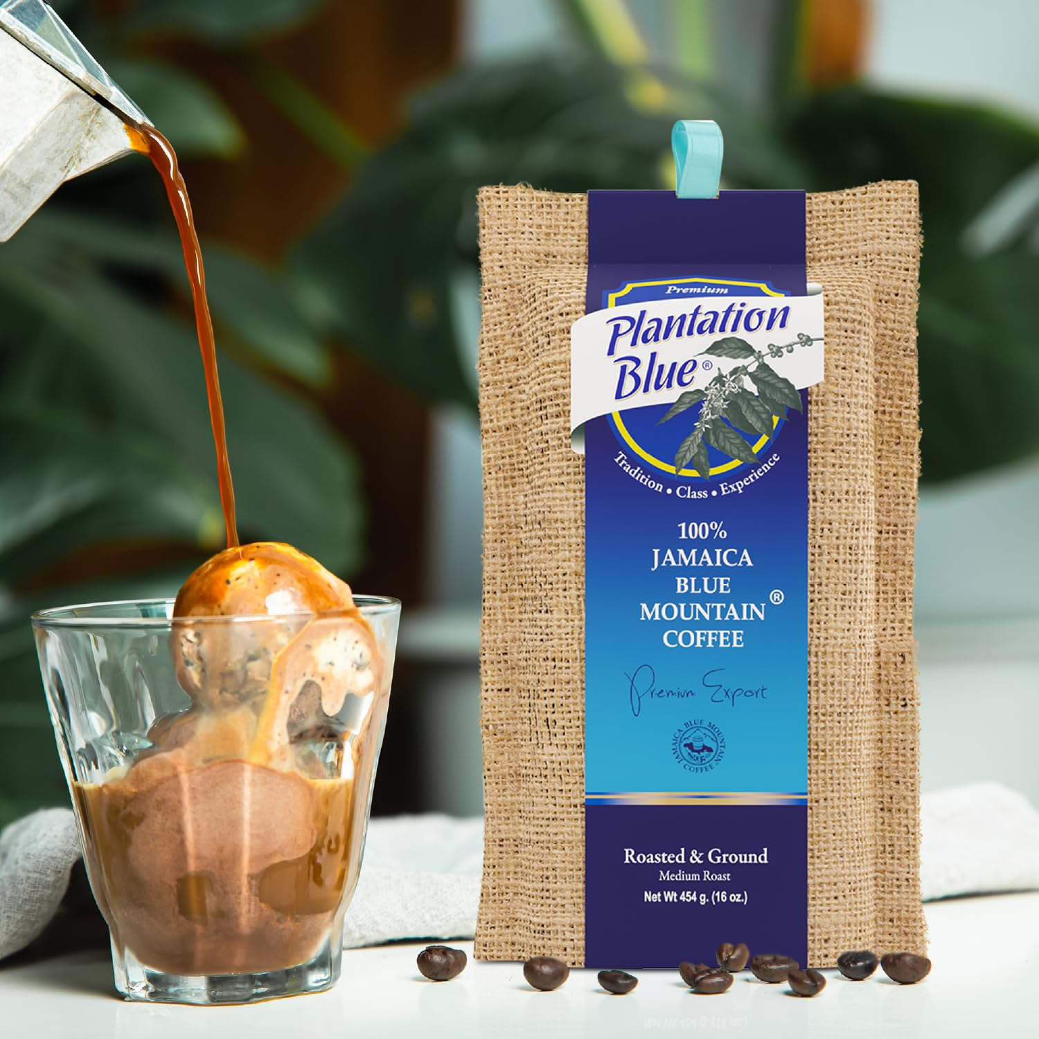 Plantation Blue 100% Jamaica Blue Mountain Coffee Roasted Whole Beans & Ground (2lbs Bundle)