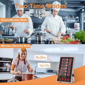 YOOYIST Kitchen Timers for Cooking – 6 Channel Commercial Kitchen Timer Restaurant Kitchen Supplies – Stainless Steel LED Technology Kitchen Timer Digital – Reminder Function, Loud Alarm