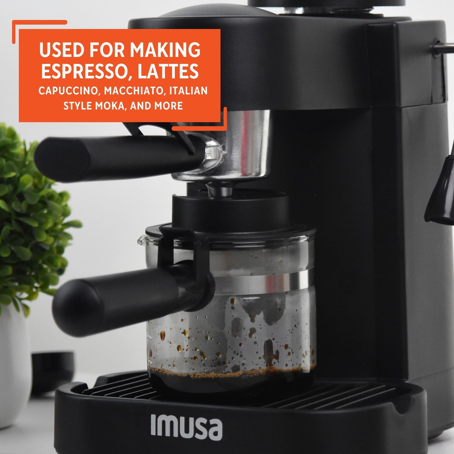 IMUSA USA GAU-18202 Espresso-/Cappuccinomaschine für 4 Tassen, 120 Volt, schwarz