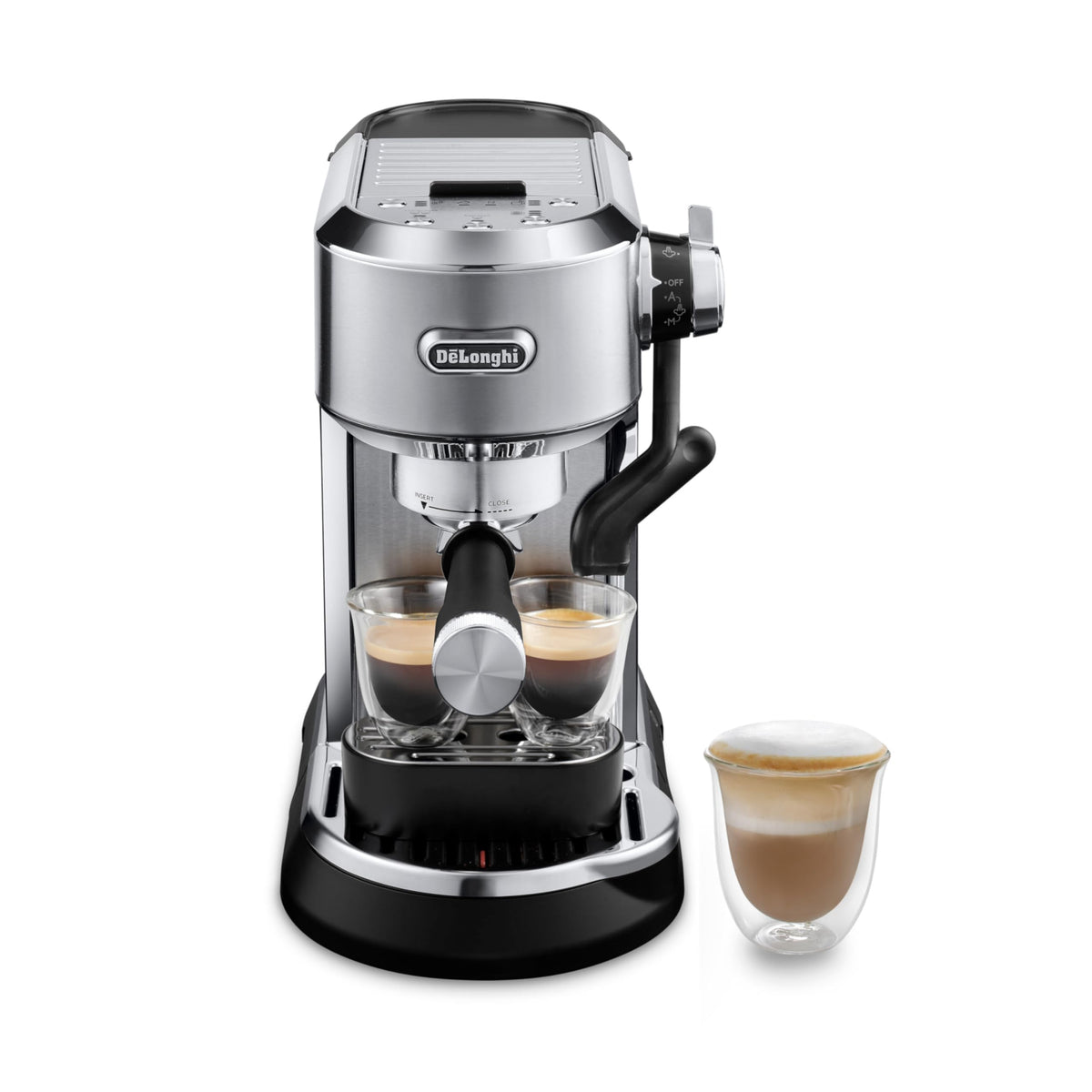 De'Longhi Dedica Maestro Plus エスプレッソ マシン、ラテ、カプチーノ、コーヒー用自動スチーム ワンド付き、ステンレス スチール、EC950M