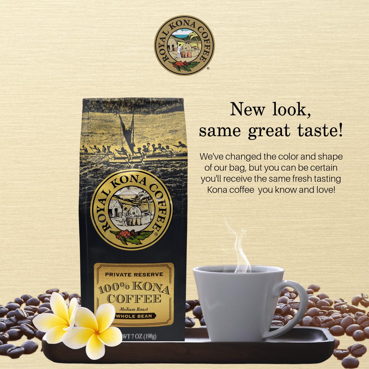 Royal Kona 2er-Pack, 100 % hawaiianischer Kona-Kaffee, Private Reserve, mittlere Röstung, ganze Bohne – 7-Unzen-Beutel (2er-Pack)