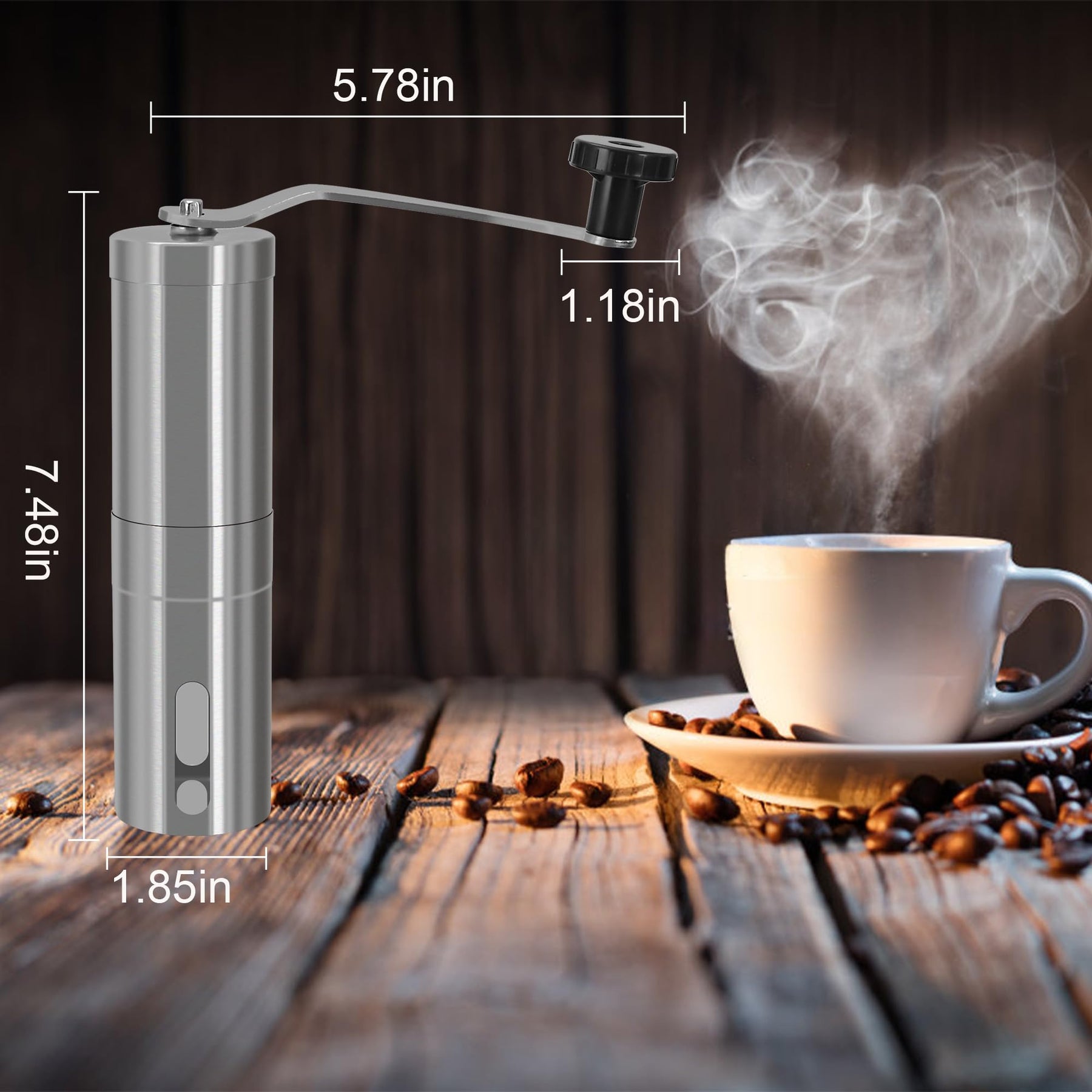 Manual Coffee Grinder - Portable Hand Coffee Grinder for Espresso & French Press, Adjustable Ceramic Burr Coffee Grinder for Travel, Home, and Camping, Perfect for Beginners and Coffee Enthusiasts