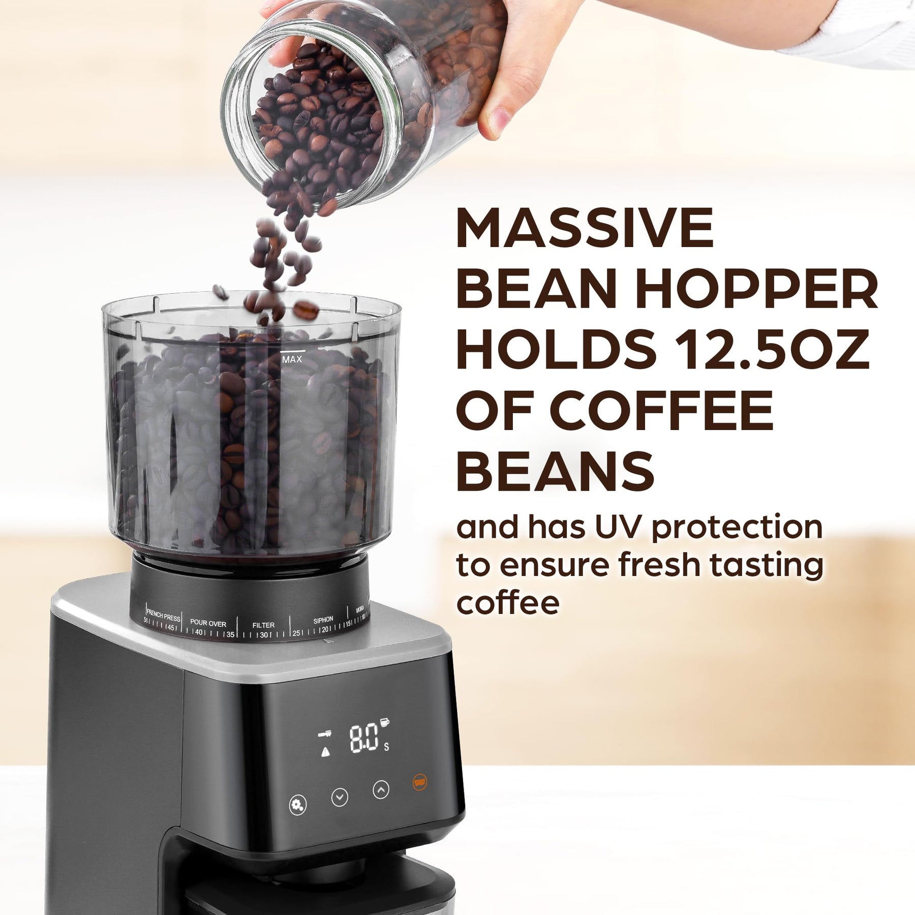 Zulay Kitchen Espresso Grinder - Burr Coffee Grinder Electric - Espresso Bean Grinder & Coffee Bean Grinder - Commercial Coffee Grinder Espresso - Burr Grinder Espresso Coffee Grinder - Black/Silver