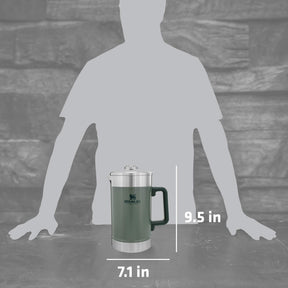 スタンレー フレンチプレス 48オンス 二重真空断熱構造 ステンレススチール 広口コーヒープレス 大容量 人間工学に基づいたハンドル 食器洗い機対応 ハンマートーン グリーン