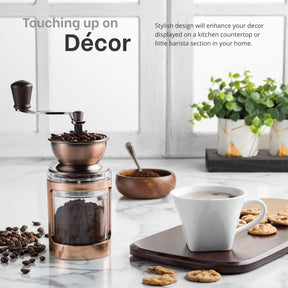 MITBAK Manual Coffee Grinder With Adjustable Settings| Sleek Hand Coffee Bean Burr Mill Great for French Press, Turkish, Espresso & More | Premium Coffee Gadgets are an Excellent For Coffee Lovers