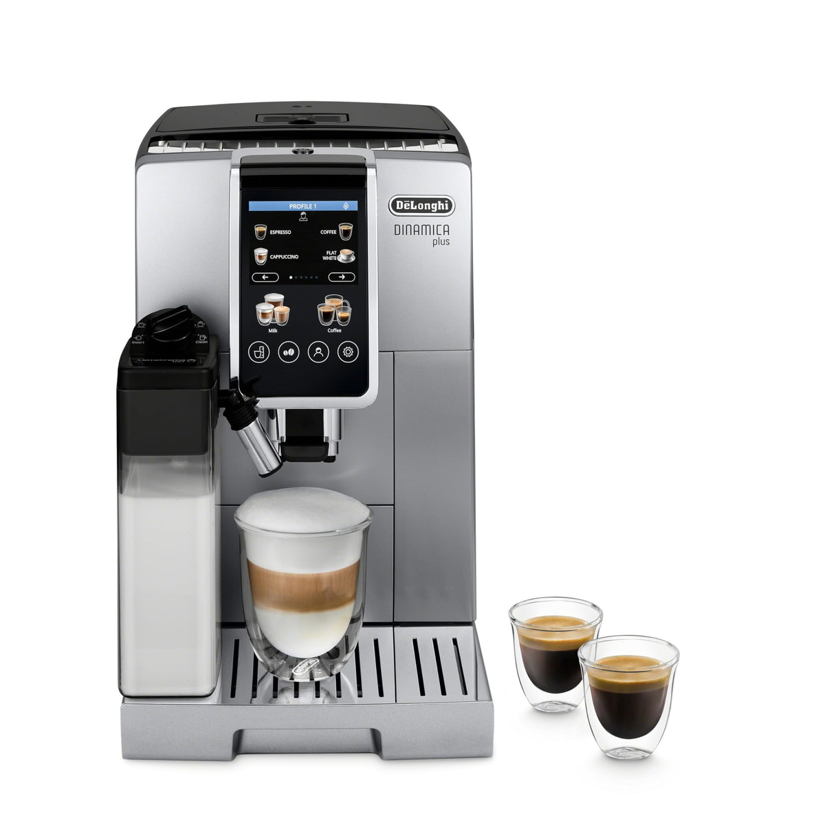 De'Longhi Dinamica Plus Espresso- und Kaffeemaschine, automatischer Milchaufschäumer, über 24 One-Touch-Rezepte, genießen Sie Lattes, Cappuccinos und mehr, ECAM38085SB