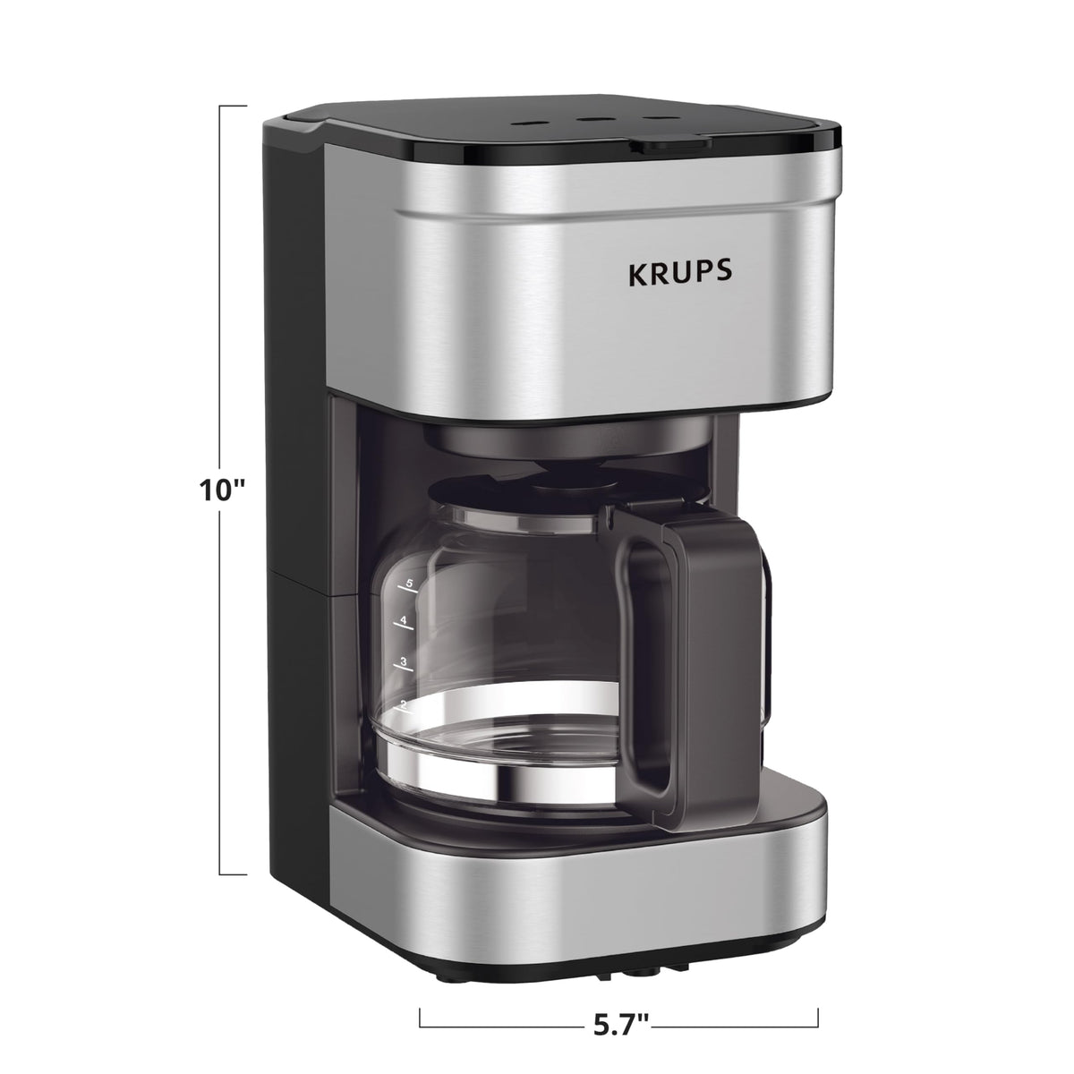 KRUPS Simply Brew Compact 5 Cup Coffee Maker: Stainless Steel Design, Pause & Brew Function, Keep Warm Feature, Reusable Filter, and Drip-Free Carafe for Effortless Morning Brew and Easy Cleaning