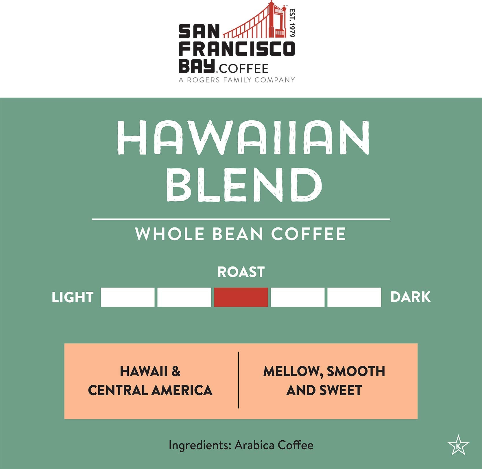 San Francisco Bay Whole Bean Coffee - Hawaiian Blend (2lb Bag), Medium Roast