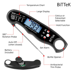 Instant Read Dual Probe Meat Thermometer for Cooking, Fast & Precise Digital Food Thermometer, Backlight, Magnetic, Calibration, Foldable Probe for Deep Fry, Grill, Roasting, Thanksgiving