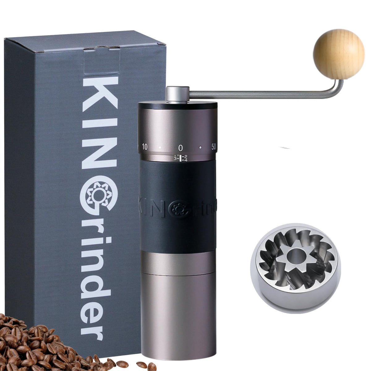 KINGrinder K6 Manuelle Kaffeemühle mit geradem Griff für French Press, Filterkaffeemaschine, Espresso mit konischer Mahlmühle aus Edelstahl für gleichmäßige Konsistenz, 35 g Fassungsvermögen