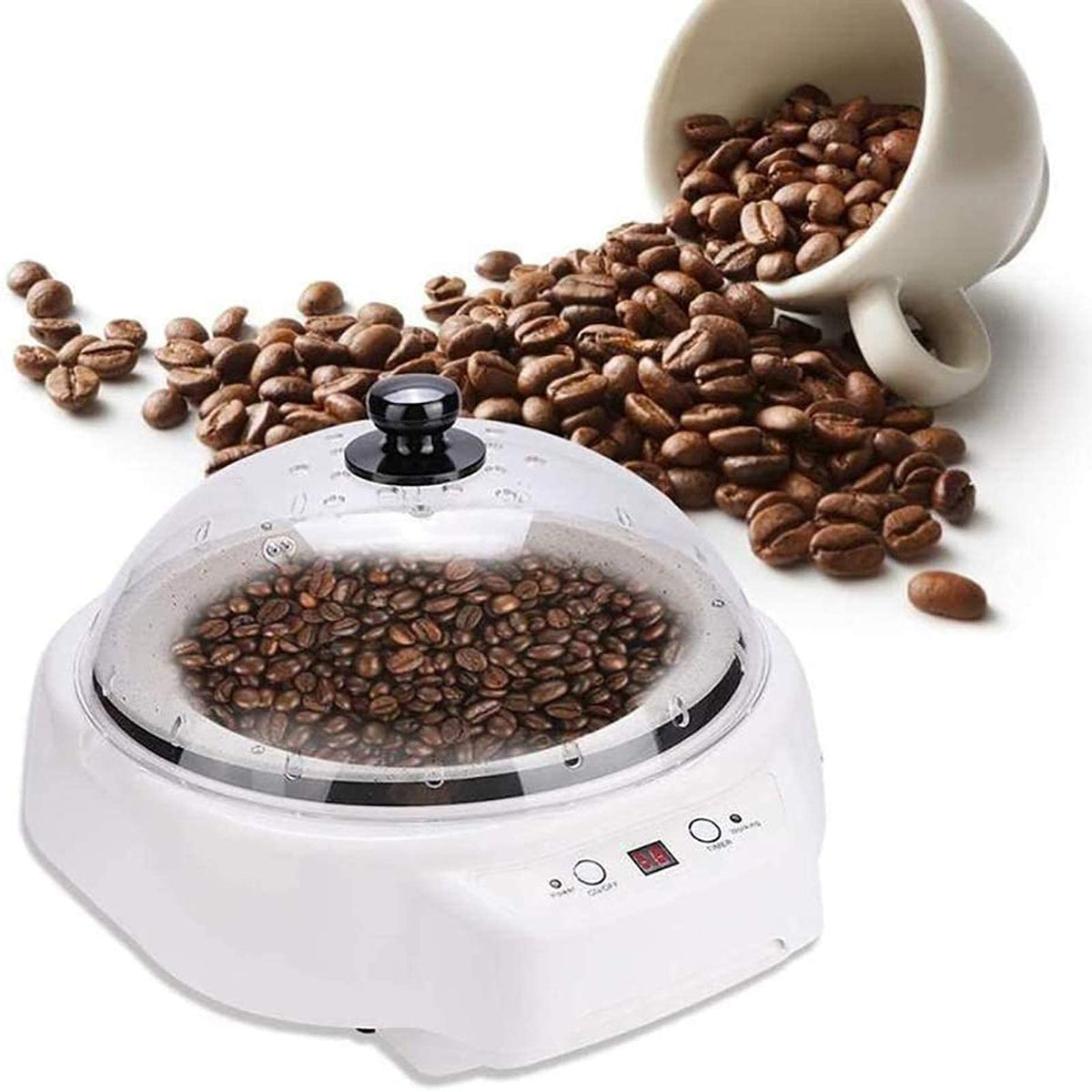 ZHIBIMOI Electric Coffee Beans Roaster, 1200W Coffee Beans Roasting Machine with Smart Timer, Automatic Temperature Control, 500g Homemade Baking Machine, for Cafe Shop Restaurant Home Office