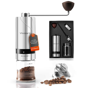 Vivaant Manual Coffee Grinder — Hand Coffee Grinder with Adjustable Dragon Tooth Stainless Steel Conical Burr, No-Power, Manual Coffee Grinder for Drip Coffee, Espresso, French Press, and More!