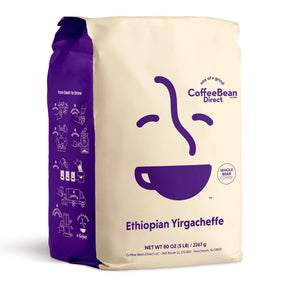 Coffee Bean Direct Äthiopischer Yirgacheffe, ganze Kaffeebohnen, 5-Pfund-Beutel