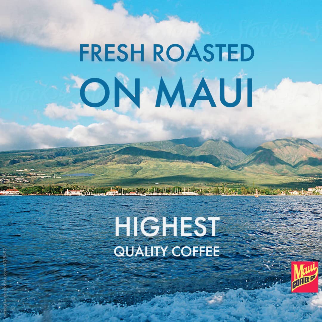 Maui Coffee Company Maui Blend Coffee, Whole Bean - 10% Maui Coffee Dark Roast w Rich Clean Medium-Bodied Flavor - Roasted and Blended in Lahaina Hawaii - Small Batch Roasting - Gourmet Coffee Great for Drip or Cold Brew -7 oz. Bag