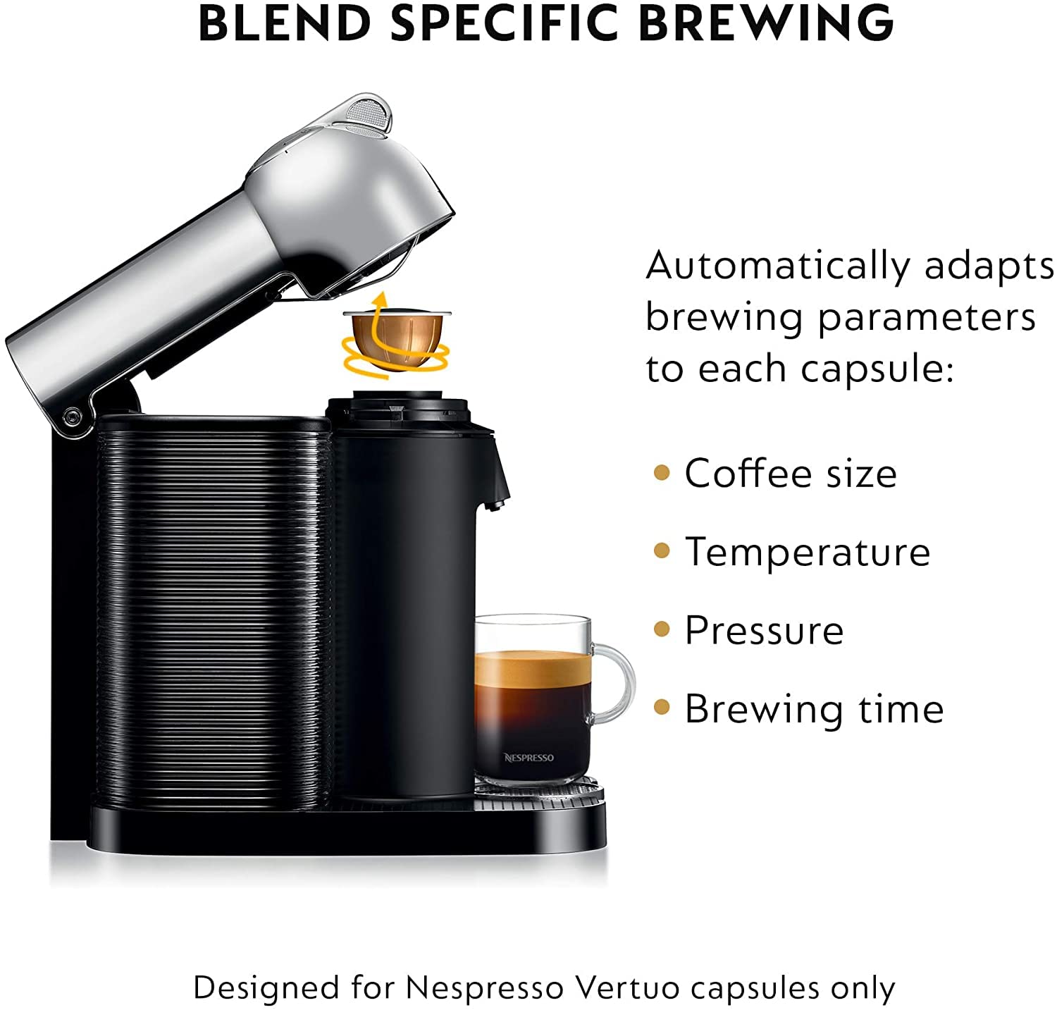 Nespresso Vertuo Kaffee- und Espressomaschine von Breville, Chrom