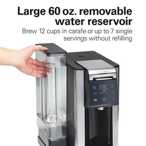 Hamilton Beach FlexBrew Advanced 5-in-1, programmierbare Filterkaffeemaschine für 12 Tassen und Einzelportionen für Heiß- und Eiskaffee mit beweglichem 60-oz-Wasserbehälter, Verwendung von Padpackungen und Kaffeesatz, schnelles Brühen, schwarz (49924)