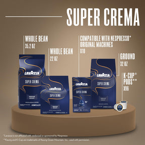 Lavazza Super Crema Kaffeebohnen, mittlere Espressoröstung, Mischung aus Arabica und Robusta, 1 kg Beutel, Verpackung kann variieren (1 Stück)