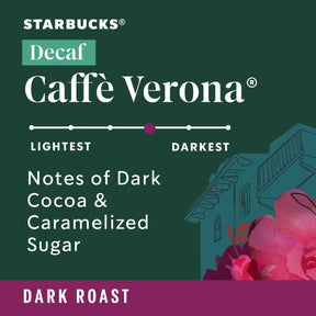 Starbucks Ground Coffee, Dark Roast Coffee, Decaf Caffè Verona, 100% Arabica, 6 bags (12 oz each)