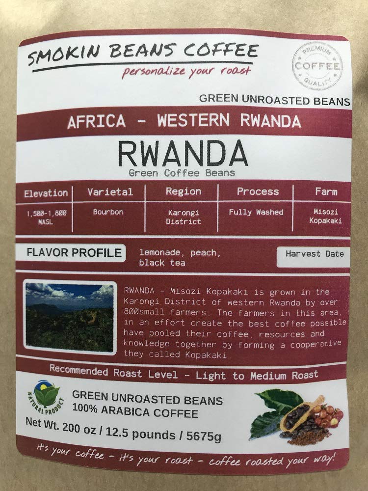 12.5-pound Rwanda Aa (Unroasted Green Coffee Beans) African Arabica beans washed process fresh current-crop beans for home coffee roasters, specialty-grade coffee beans, good long-term storage