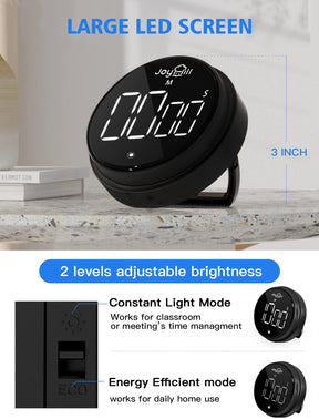 JOYHILL Digital Kitchen Timer, Large LED Display with Magnetic Countdown 3 Volume Levels, Ideal for Cooking Classroom Studying Fitness, Timer for Kids and Seniors Black