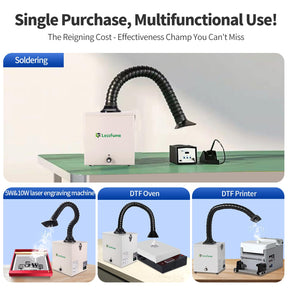 Solder Laser Fume Extractor: Ultra Strong 105W Suction 220m³/h, 99.97% Purification Efficiency, 3-Stage with H13 HEPA Filtration, Low Noise for Welding 10W Laser Engrave DTF Print[2025 Version]