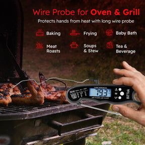 Instant Read Dual Probe Meat Thermometer for Cooking, Fast & Precise Digital Food Thermometer, Backlight, Magnetic, Calibration, Foldable Probe for Deep Fry, Grill, Roasting, Thanksgiving