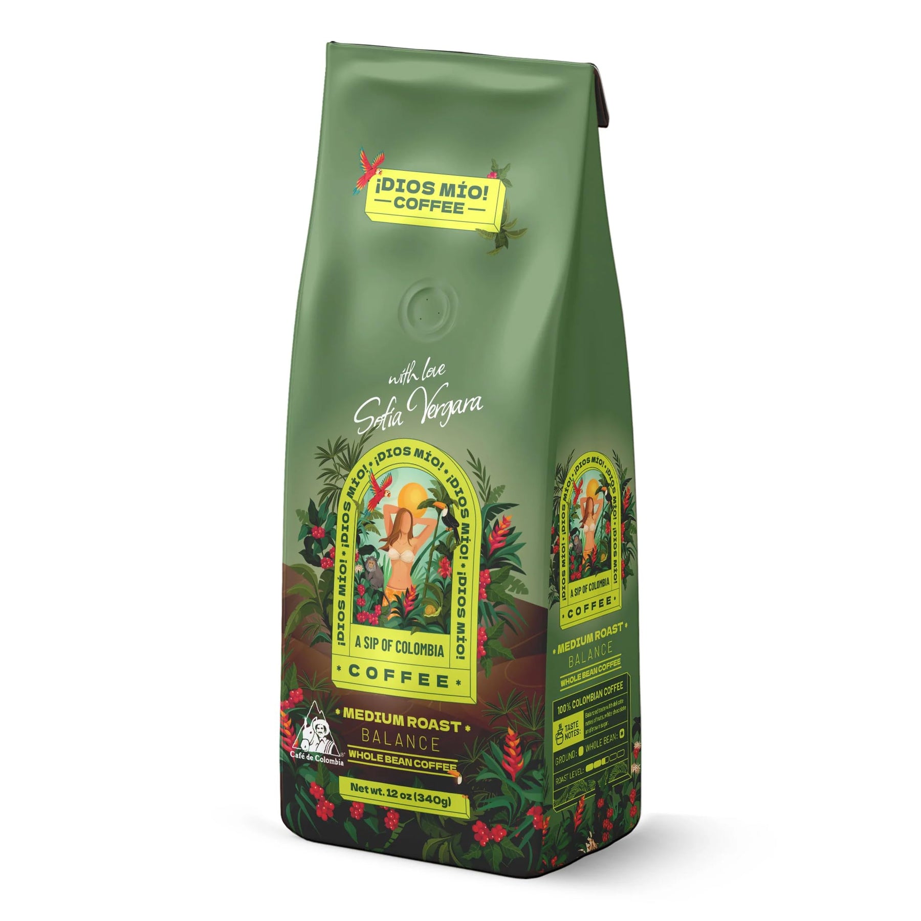 Dios Mio Coffee by Sofia Vergara | 100% Colombian Premium Coffee Beans | Balance, Medium Roast/Bags - | Rich, Smooth Flavor | Fair Trade Coffee Beans | Empower Women Coffee Growers