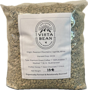 Ugandan Specialty Green Coffee Beans - AA Grade - Unroasted - Washed & Naturally Processed - Eastern Africa - Rwenzori Mountains - Organically Farmed & Relationally Sourced - 100% Arabica - SL14 & SL28 Varietal (10 LB BAG, NATURAL - DRUGAR)