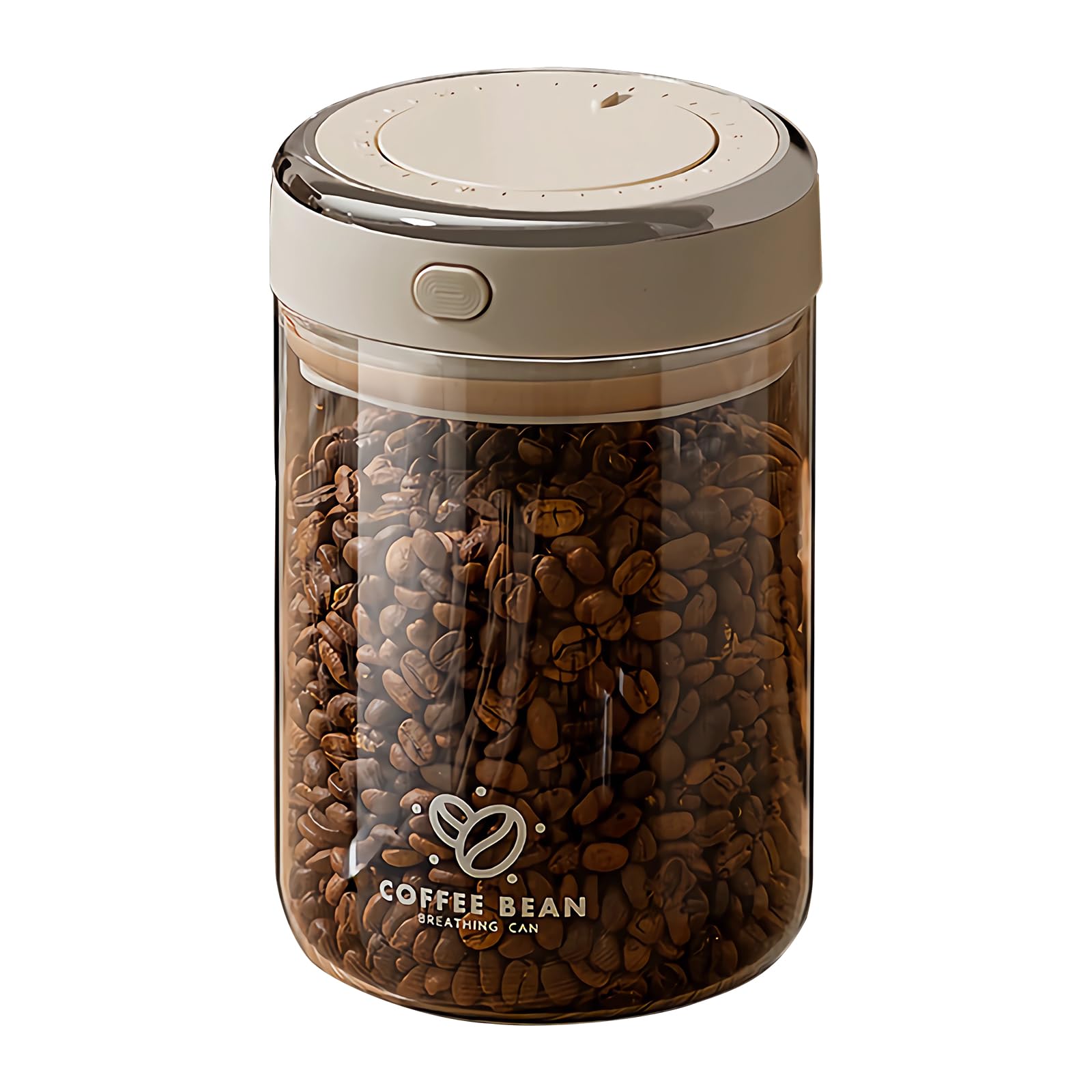 Aerbee Coffee Bean Canister, Food Grade Coffee Bean Sealed Jar with Date Tracker and Waking Bean Valve, Vacuum Food Storage Containers for Beans, Grain, Snack, Sugar, Tea (1.1L)