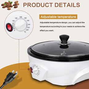 JIAWANSHUN Electric Coffee Bean Roaster Machine 500g(1.1lb) for Home Use,1200W Nut Roaster,for Beginner 110V