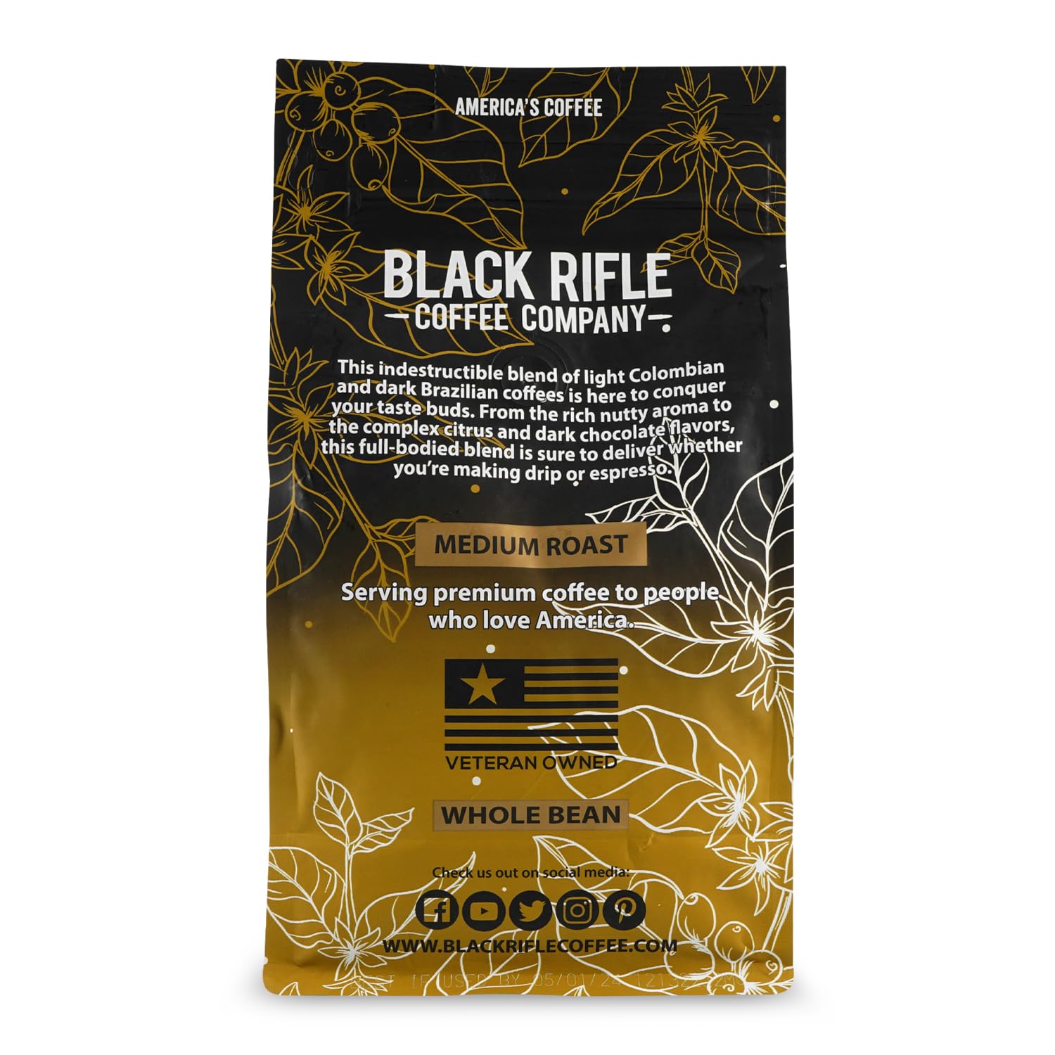 Black Rifle Coffee Company, AK-47 Espresso,100% Arabica Coffee,Colombian Supremo Roasted Dark, Whole Bean 12 oz Bag